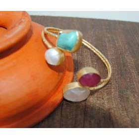 Gold Multi Gem Stone Bracelet